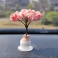 Miniature arbre fleur de cerisier, ornement de tableau de bord de voiture avec vase en céramique. - Bouteille Brune Arbre de Cerisier