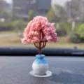 Miniatura albero di ciliegio ornamento cruscotto auto, pianta simulata carina. - Bottiglia Blu Albero dell'Amore