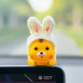 Cute car dashboard ornament tiger wearing bunny ear hat resin auto interior decoration - Rabbit Ear / Tiger