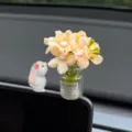 Süßer Kaninchen künstliche Blume Glasflasche Auto Armaturenbrett Bildschirm Dekoration - Duftendes Kaninchen Mit Oranger Vase Ornament