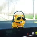 Cute cartoon tiger car dashboard ornament with sunglasses and headset for auto decor. - Pilot / Tiger