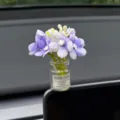 Niedliche Auto Armaturenbrett Kunstblume Ornament Glasvase Heilung Autodeoration Deko. - Hortensie Lila Vase Ornament