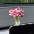 Auto Armaturenbrett Mini künstliche Blumen Vase Ornament, rosa Blumen Dekor für Auto. - Hortensie Rosenrote Vase Ornament