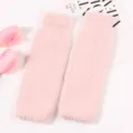 Rosa flauschige fingerlose Handschuhe für Damen, warme kuschelige Plüsch Armstulpen Winter. - Einheitsgröße / Rosa