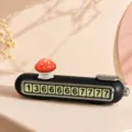 Carta di parcheggio temporaneo fungo carino targa numero di telefono auto - Fungo Arancione Stordito / Nero Inchiostro