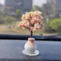 Mini albero cruscotto auto ornamento, vaso di fiori finti bonsai per decorazione - Bottiglia Marrone Albero di Ibisco