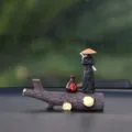 Chinesischer antiker Schwertkämpfer Miniatur-Figur für Auto-Armaturenbrett oder Tischdekoration. - Rückenschwert Schwertkämpfer + Baumstumpf + Weinkrug