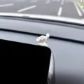 Cute white dog car dashboard ornament, mini cartoon animal desktop decoration figure. - Erect-Ears Red-Faced Puppy