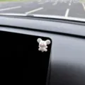 Cute car dashboard ornament white puppy resin figurine adorable auto interior decor accessory - Sleeping Red-Faced Puppy