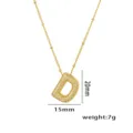 Detailansicht der goldenen Pavé-Halskette mit D-Anhänger, Maße 15x20mm, Gewicht 7g - Anhänger Ohne Kette (Stil D) / Gold