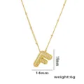 Detailansicht mit Abmessungen für goldene Halskette mit F-Anhänger und Zirkonia - Anhänger Ohne Kette (Stil F) / Gold