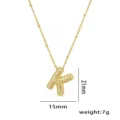 Detailansicht der goldenen Zirkon-Halskette mit K-Anhänger und Maßen 15mm mal 21mm - Anhänger Ohne Kette (Stil K) / Gold