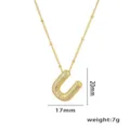 Detailansicht der goldenen U-Buchstaben-Halskette mit genauen Maßen (17x20mm) und 7g Gewicht - Anhänger Ohne Kette (Stil U) / Gold