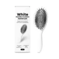 White cushion hairbrush with natural boar bristles, anti-static daily styling hair comb for smooth hair. - 1 Piece / White