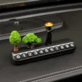 Placa de matrícula de estacionamiento temporal para coche con samurái y decoración de árbol. - Pino y Ciprés + Guardabosques con Espada en la Espalda + Placa Negra