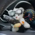Osito de peluche decoración limpiaparabrisas coche con gafas accesorio interior - Oso Blanco con Caramelo (Ojos)