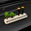 Car temporary parking phone number card creative swordsman bonsai interior accessory - Pine and Cypress + Back-Sword Ranger + Sword-Holding Ranger + White Parking Plate