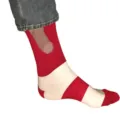 Funny novelty red white striped socks with pixelated graphic design for party gifts. - Jacquard / Red and White Stripes