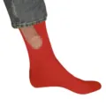 Funny novelty red crew socks with gag design for humorous gifts and daily casual wear. - Jacquard / Red