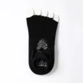 Professional non-slip five toe yoga socks for women, pilates breathable thin floor socks with grip. - One Size / Black Half Finger