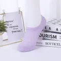 Light purple breathable mesh invisible socks for women, summer low cut cotton short socks. - 35-40 / Purple