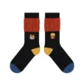 Cute dopamine style cartoon fries embroidered black mid-tube cotton socks for women autumn wear - Couples Style Sizes 36-42 / Bubble Cuff French Fries
