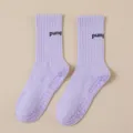 Women non-slip yoga socks purple pilates grip mid tube socks comfortable indoor sports footwear. - One Size / Light Purple