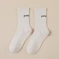 Non-slip yoga socks for women, pilates grip socks with dots, comfortable mid-calf athletic socks. - One Size / Milky White