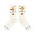 Cute funny burger fries embroidered cotton mid-tube socks dopamine style casual wear. - Couples Style Sizes 36-42 / Polka Dot Yarn Stripes with Ruffle Edge