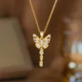 Goldene Schmetterlings-Halskette mit funkelnden Mikrozirkonia an einer eleganten Kette - Schmetterling Quaste Halskette (9340)
