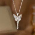 Exquisites Halsband mit Schmetterlingsanhänger und mikroverzierten Zirkonia-Steinen - Schmetterling Quaste (9341)