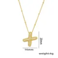 Nahaufnahme einer vergoldeten Halskette mit Zirkonia-X-Anhänger und Maßangaben - Anhänger Ohne Kette (Stil X) / Gold