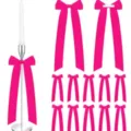 12-pack pink ribbon bows for wedding party decoration, elegant long hanging fabric bows. - Plum Red
