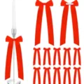 Red ribbon bows for holiday wedding party decor, long tail decorative bows set for candles. - Red