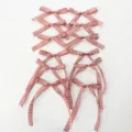Fiocchi a quadretti rossi e bianchi con code lunghe per scatole regalo e decorazioni. - Fiocchi da 7 cm - Confezione da 6 / Borgogna