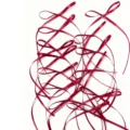 Close-up detail of red 0.3cm satin ribbon bows, perfect for baking and cake decoration. - Burgundy