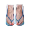 Funny 3D printed flip-flop pedicure novelty ankle socks with colorful toe nail art design. - 20cm Without Packaging / Blue