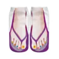 Funny 3D flip flop socks with realistic nail print, novelty summer ankle socks. - 20cm Without Packaging / Purple