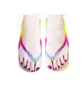 Funny 3D printed flip flop socks with nail polish design novelty ankle socks for women - Colorful