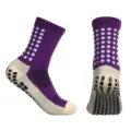 Calze sportive antiscivolo da uomo per calcio con suola in gomma e fondo in spugna professionale. - 38-46 / Viola