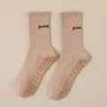Non-slip yoga socks for women, breathable mid-calf pilates grip socks for indoor fitness. - One Size / Caramel color