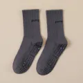 Dark grey non-slip yoga socks for women, breathable cotton mid-tube pilates fitness socks. - One Size / Dark Gray