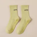 Comfortable non-slip yoga socks with grip for women, breathable mid-calf pilates socks. - One Size / Yellow-Green