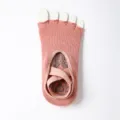 Non-slip five-toe yoga socks with cross straps, breathable pilates and fitness socks. - One Size / Pink Half Finger