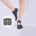 Women's open back five toe yoga socks breathable non slip pilates sports socks dark grey - One Size / Gray Full Finger