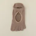 Brown Open-Back Five-Toe Yoga Socks, Breathable Pilates Sports Socks For Women Size - One Size / Caramel color