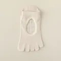 Women breathable yoga socks five toe pilates fitness socks open back anti slip socks - One Size / Off White