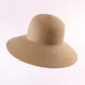 French style wide brim straw hat khaki color, perfect sun protection summer beach hat variant. - Medium Brim Bucket Hat in Light Coffee