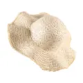 French style wide brim straw sun hat with fringe detail, handmade woven beach hat for women. - Plain Off-White Wavy Edge Hat
