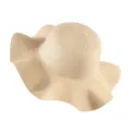 Beige wide brim straw hat French style sun protection summer beach hat fashion visor - Plain Wavy Off-White Straw Hat